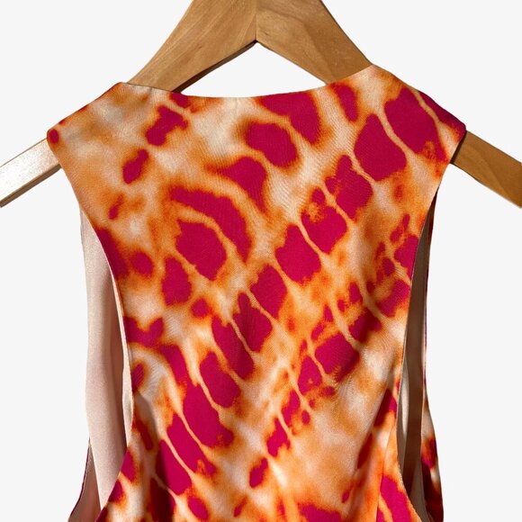 Haute Hippie Cowl Neck Asymmetrical Silk Blouse Tunic Pink Orange Tie Dye Boho - Picture 8 of 15